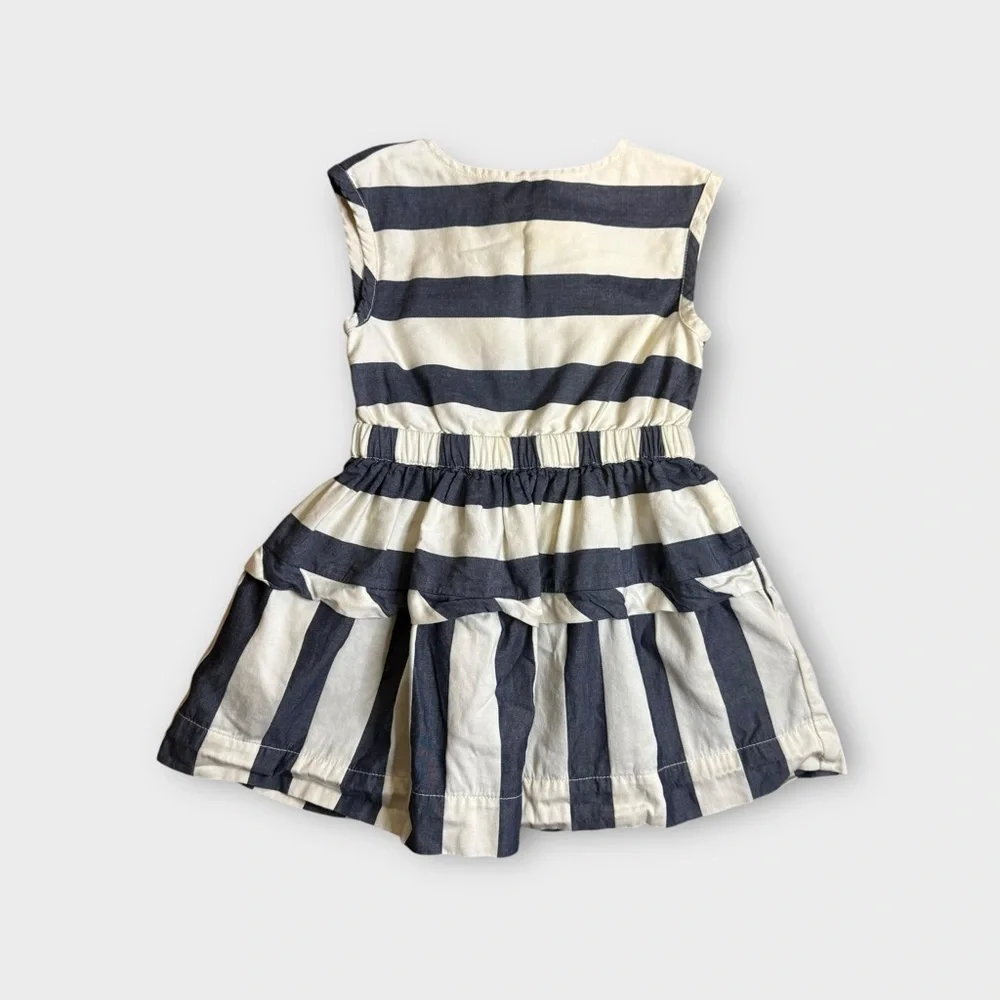 Crewcuts Striped Keyhole Back Bow Sleeveless Dress